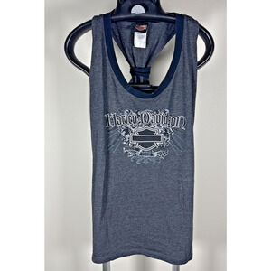 Harley Davidson Racer Back Tank Top Shirt Dark Gray & Black Women's Size XL